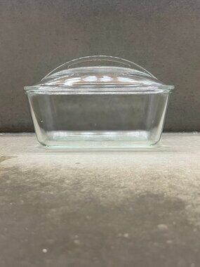 Vintage Westinghouse Clear Glass Refrigerator Dish Loaf Pan with Domed Lid